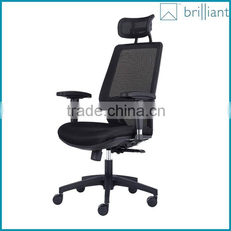 896A High Back Ergonomic black swivel mesh office chair with headrest