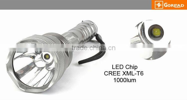 GOREAD Y9 High bright rechargeable tactical 10W XML T6 LED flashlight
