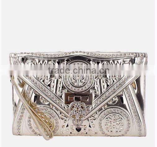 laser hollow rivet clutch bag mighty woman wallet manufacturer in guangzhou