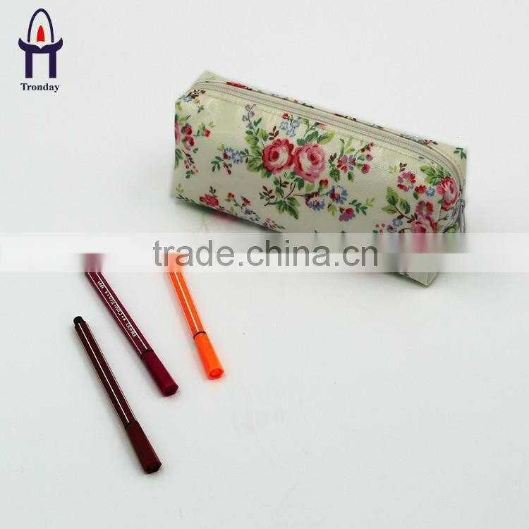 Flower coated canvas waterproof pencil case bag for teenagers