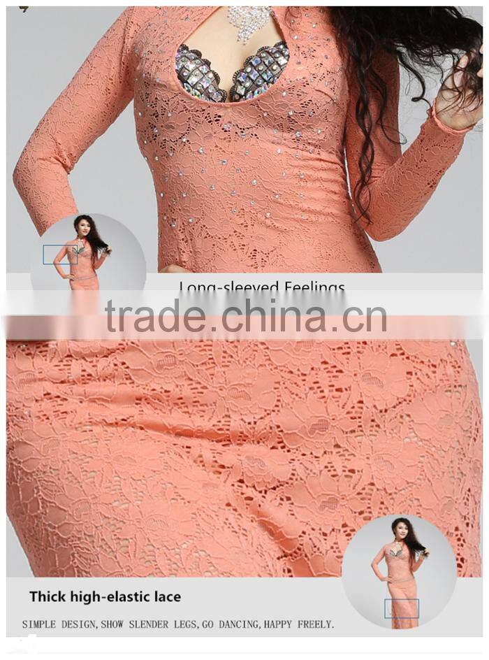 High quality belly dance lace long dress from china wuchieal (QC2272)