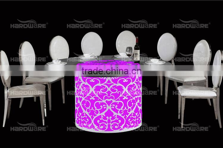 led wedding top of glass dining table/cheap wedding table and chairs