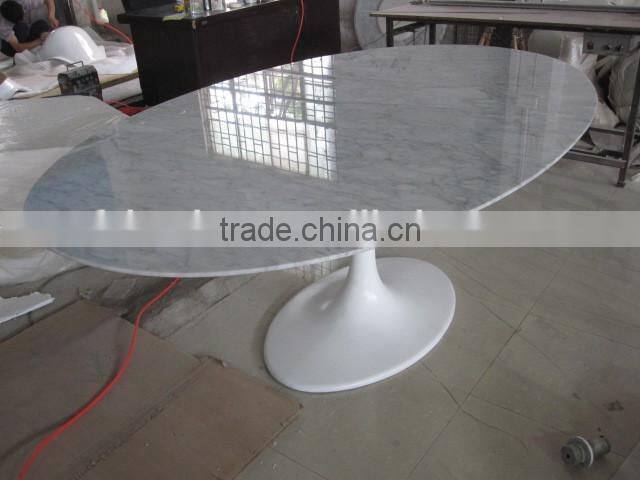 modern fiberglass base and white marble top oval tulip table