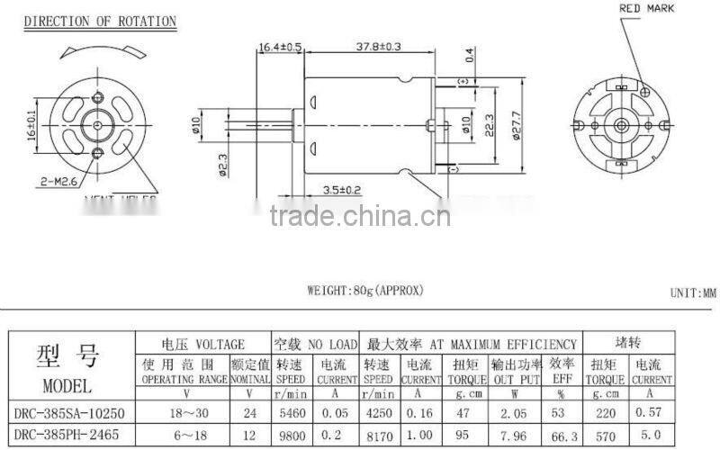 12 volt dc motor Hair dryer motor ,12V DC Motor For Door Lock RS-385