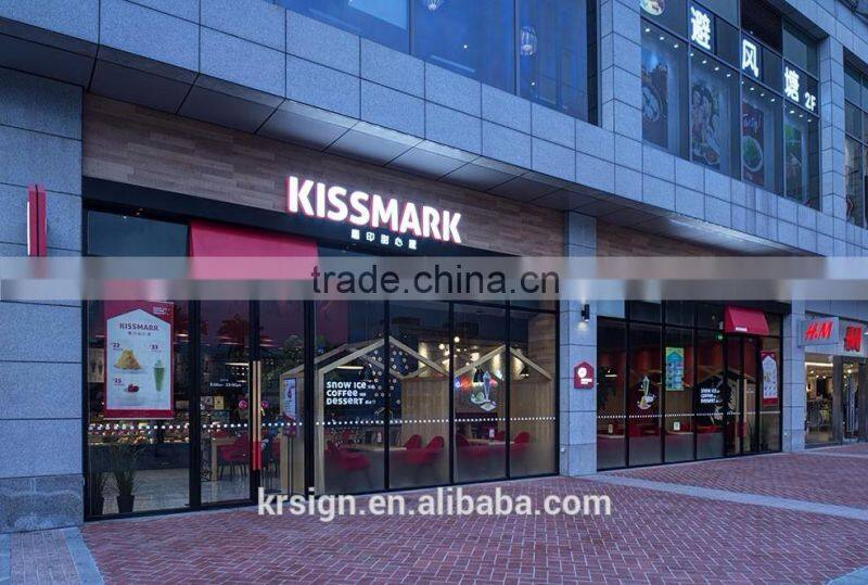 wall hanging acrylic led luminous 3d resin alphabet letter ,signage with mental frame and led strip material in side