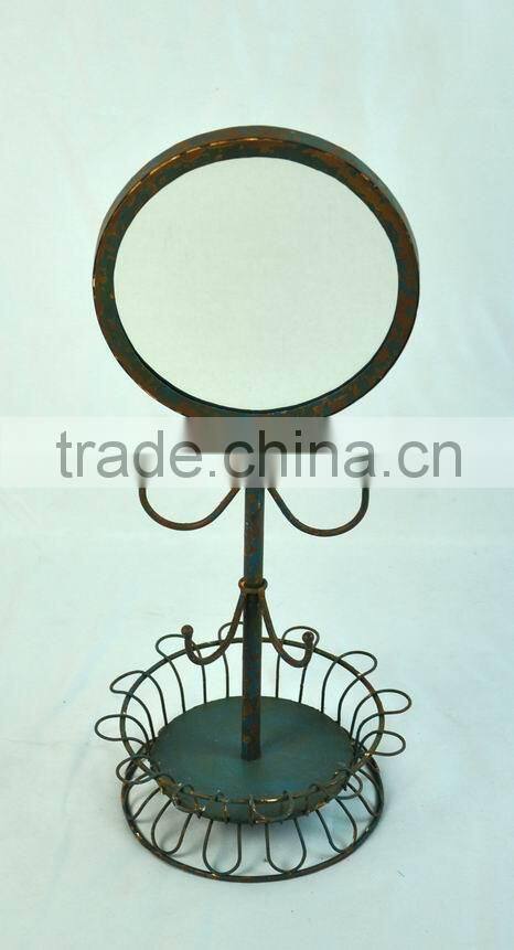 Antique home accessories metal jewelry mirror stand