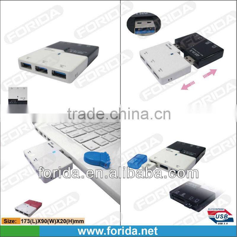 3 ports hub & 4 slots card reader(SD/MS/M2/TF) usb combo