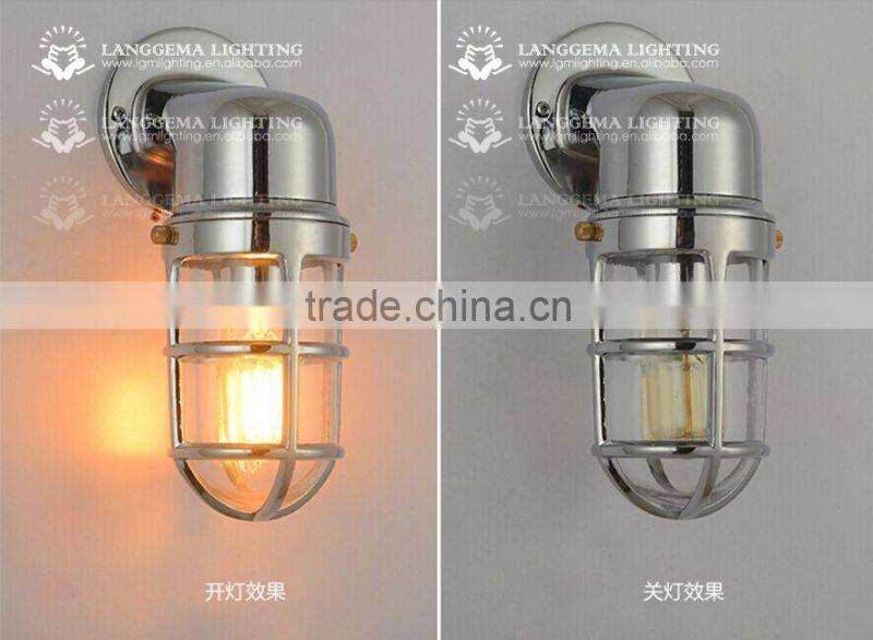 VINTAGE INDUSTRIAL LIGHT ALUMINIUM PENDANT WITH CAGE GLASS SHADE EDISON E27 wall lamp W144(99)