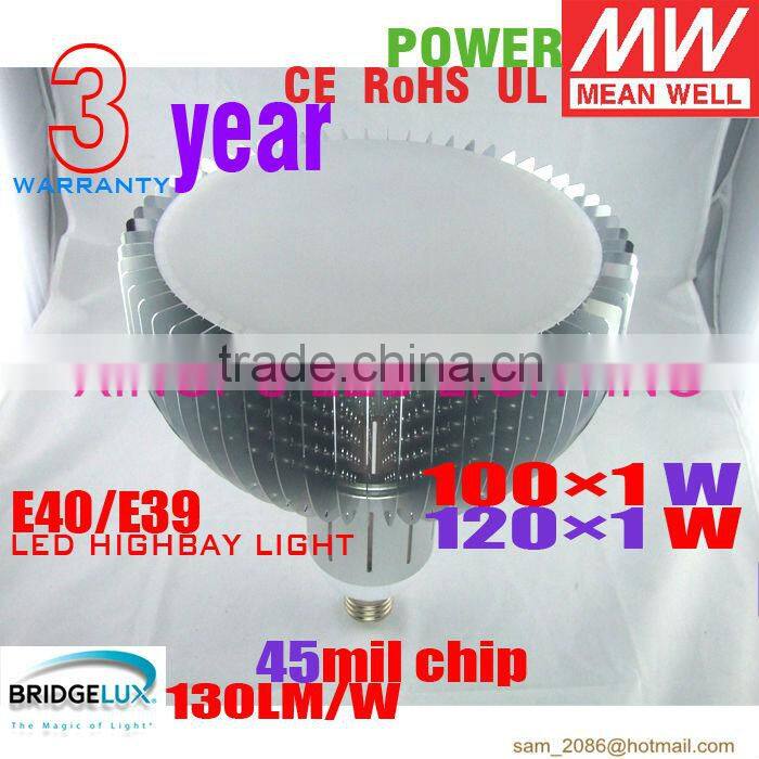 Hot-sale products! Bridgelux chip 130lm/W 120w led high bay light