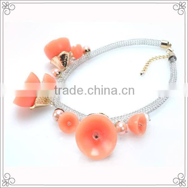Net Chain Stainless Steel Chain Necklace With Resin Lamp Shade