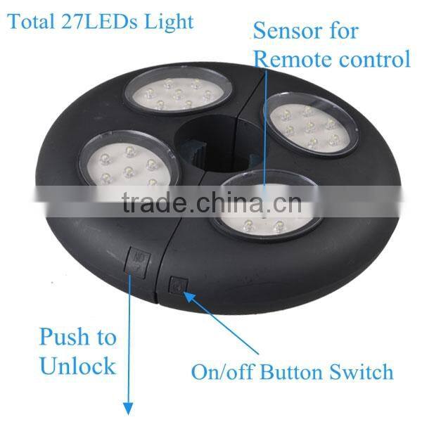 High Quality 27 Light Remote Control Umbrella Clamp Lamp