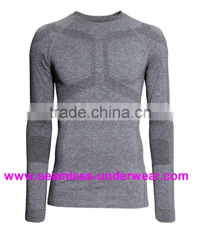 Polypropylene + Nylon + Spandex Cycling Base Layer, Men's Seamless Compression Base Layer for Skiing, Jogging & Training
