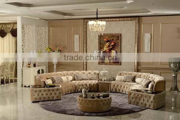 home design funiture classic semi-round fabric chesterfield sofa AL034