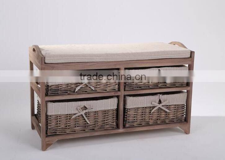 2 Layer 4 Drawer Basket Wooden Home Furniture