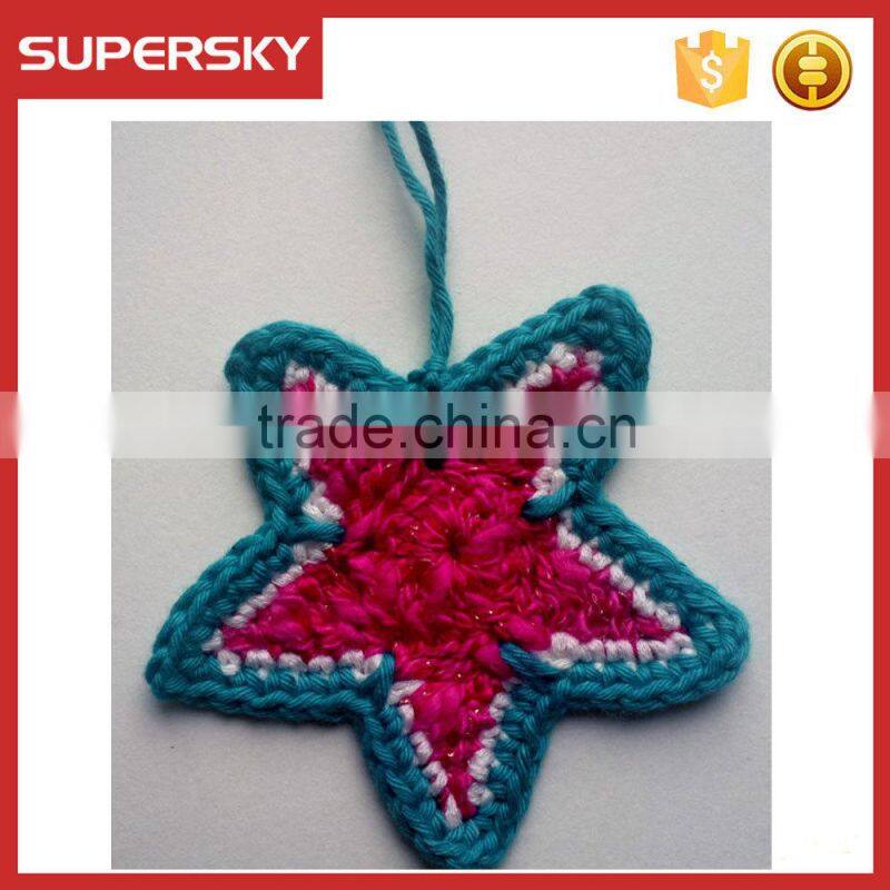 V-743 merry christmas decoration hand knit star hanging tree decoration knit christmas tree hanging ornament