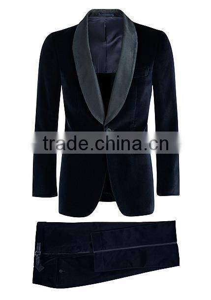 Custom Made Wedding dress Navy Wool Tuxedo with Single-Button