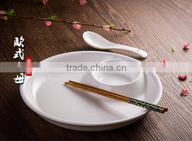 Ceramic dinner white round divide Plate and dish for restaurant