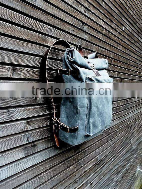Custom hot sale and high quality waxed canvas backpack