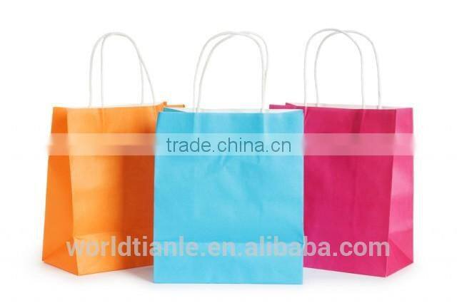 Plain Eco-friendly paper bag with twisted handles with colors printing