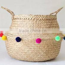 High quality best selling eco-friendly purple seagrass belly basket