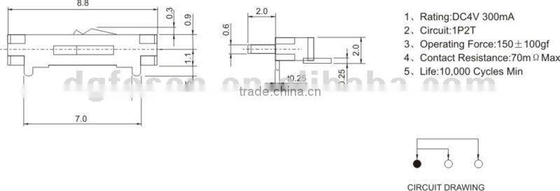 12 V mini slide switches MK-12D02
