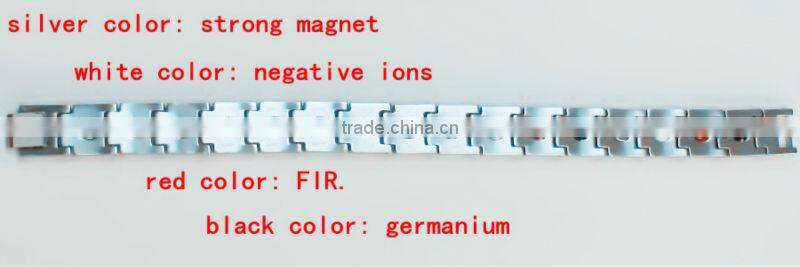hot sale men's 4 in 1 bio energy elements magnetic bracelet, titanium health care bracelet