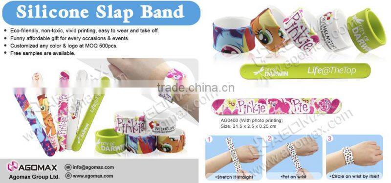 Cheap custom reflective silicone wristband slap wristband factory