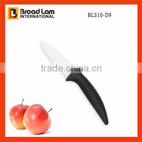 Top Quality Best Ceramic Knife 3" Fruit Knife white blade black curve plastic handle