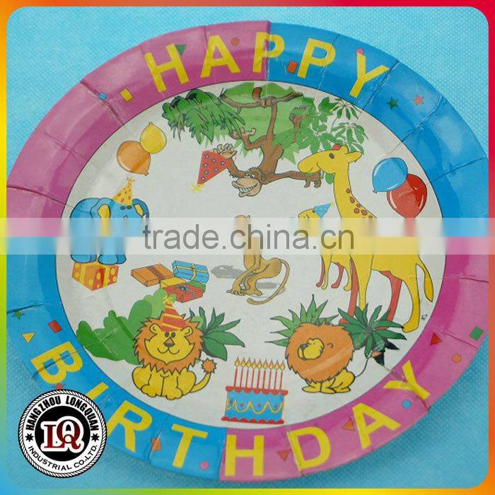 Disposable 7" Custom Printed Partyware Round Paper Plate