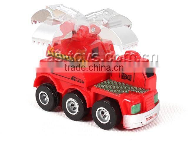 4 style kids plastic construction wind up truck toy