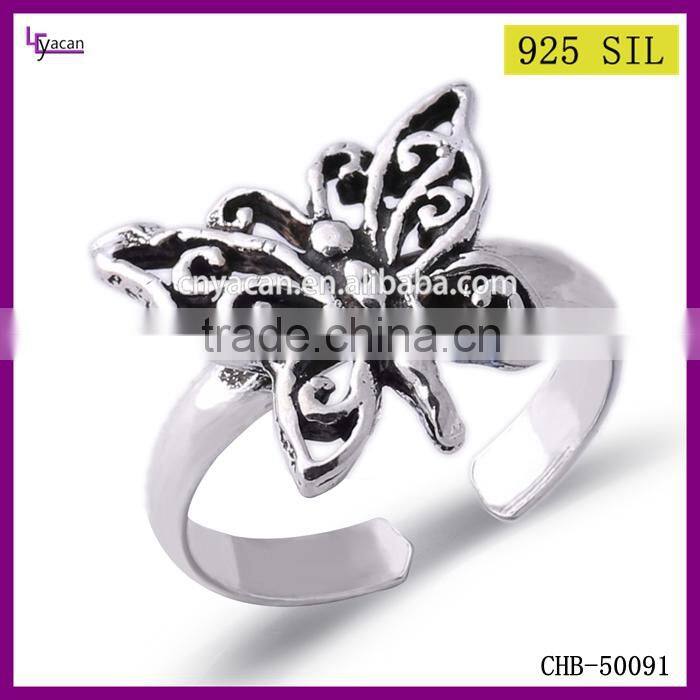 2015 Trendy Design Jewelry Of 925 Sterling Silver Vintage Butterfly Fashion Full Finger Ring