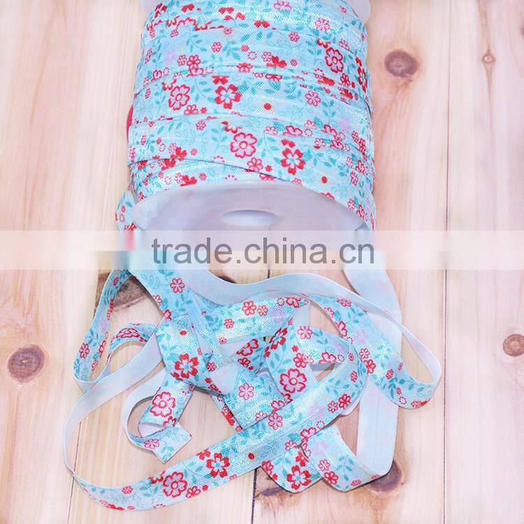 New Printed Fashion 5/8" FOE , Custom Printed Hair Tie Wholesale , Elastic ribbon band Hair Ties for kids accessories
