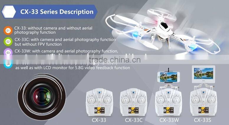 2016 new hot sale cheerson CX-33 2.4G 4CH 6-axis Media RC Quadcopter,RC Drone 720P HD Camera CX-33,CX-33C,CX-33W-TX,CX-33S