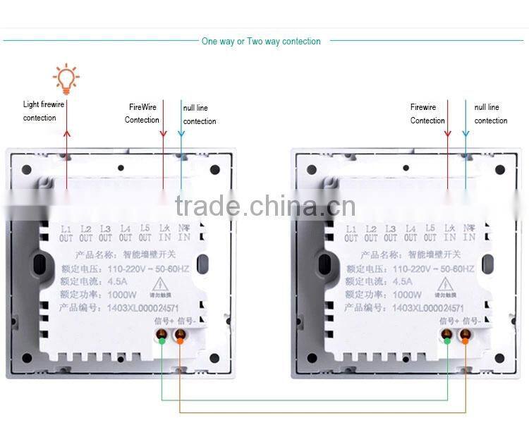 3 gang smart touch screen wall plate light switch 1000w