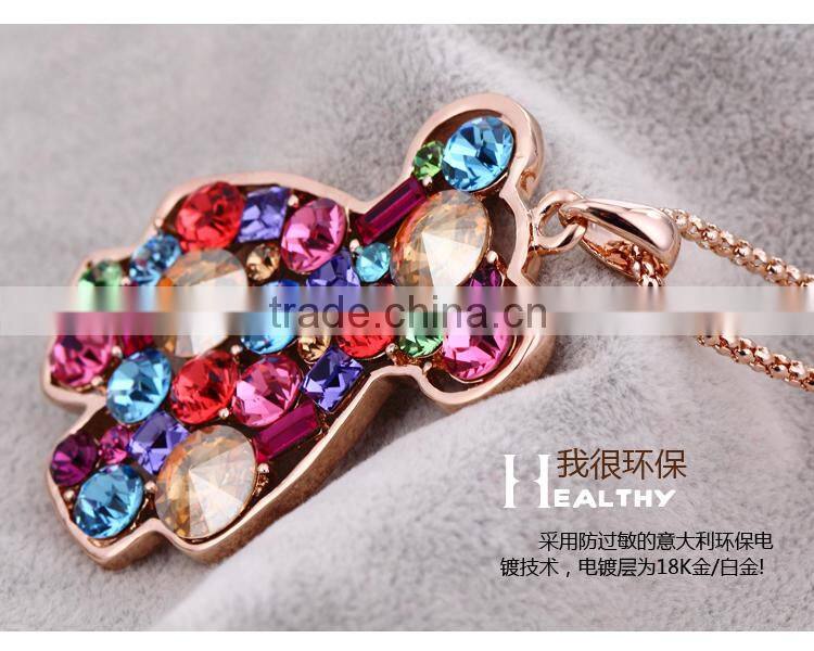 OUXI 2016 new-arrival teddy bear coloful sweater chain with Austrian crystal decorative chain for garment 10494