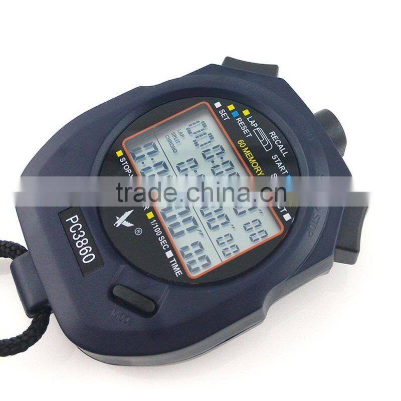 Handheld Large Screen 60 split recallable memory Sports stopwatch Timer PC3860