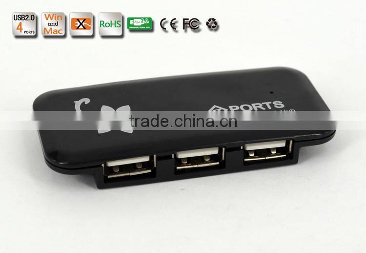 Hot Selling! Portable slim shape Low cost USB2.0 Hub high speed 4 ports USB Hub for PC and Laptop