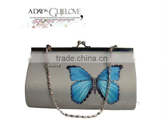 JSMART party bag clip purse butterfly grey (chain+strass) sublimation custom printing