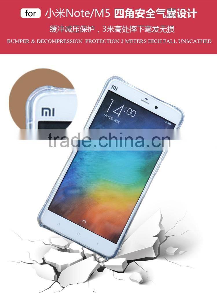 Shockproof Phone Transparent Silicone Case Security Airbag Anti-knock Cover Case For Xiaomi M5