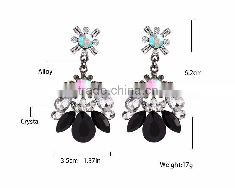 newest designs promotion multi color rhinestone water drop fancy earrings for party girl