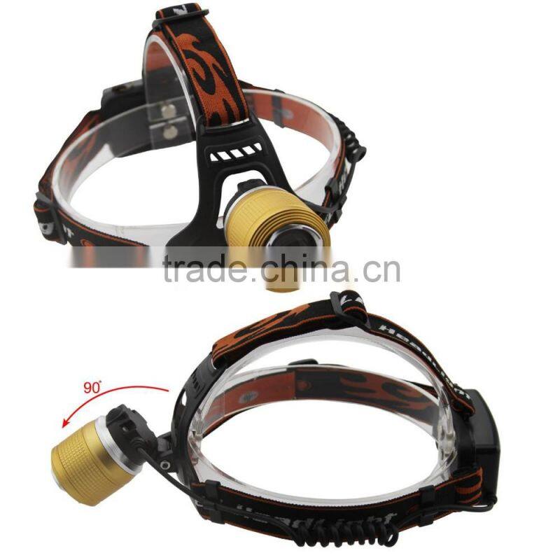 Dual Light Source LED Headlamp Rotating The Focusing Fishing Headlights With 2 x 18650 Li-ion Rechargeable Batteries+1 x Charger