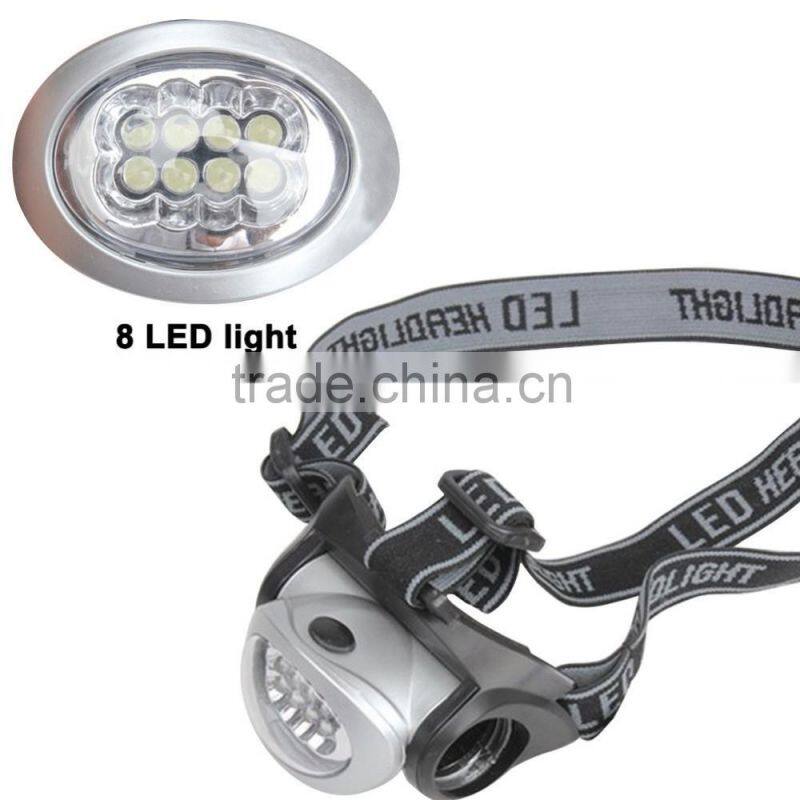Super Bright 8 LEDs Headlamp 3 Mode Energy Saving Outdoor Sports Camping Fishing Head Lamp Flashlights