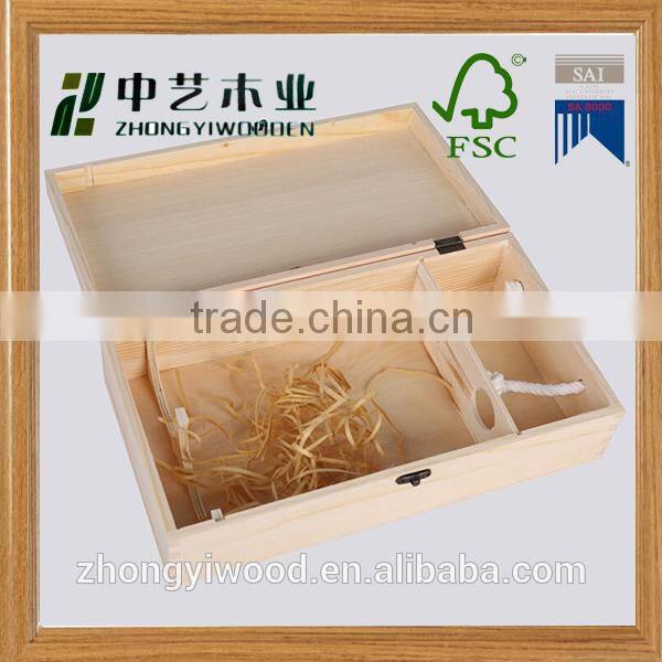 china factory FSC&BSCI sliding lid wooden 750ml wine glass bottle storage gift box for sale