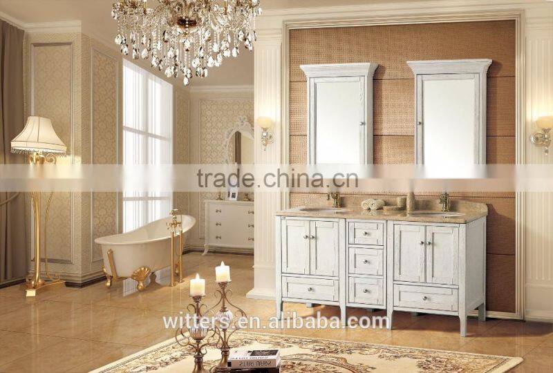 WTS-8422 No Include Faucet and Yes Include Countertop classic wood bathroom vanity