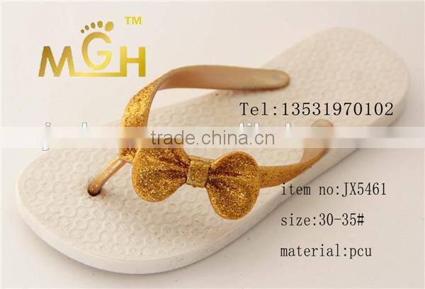 bling color butterfly decorated pcu kids slipper