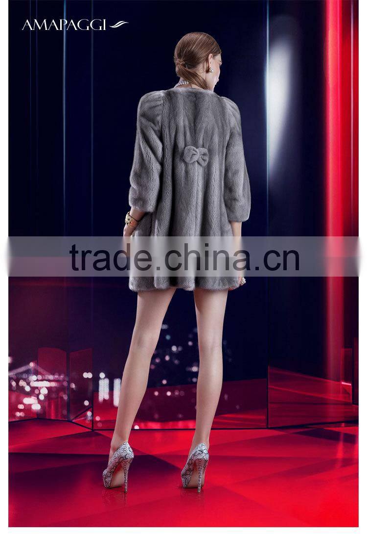 factory OEM raw natural mink fur coat for outerwear