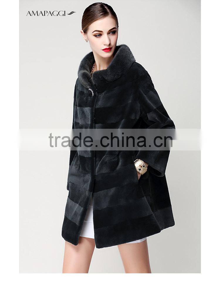 Hot sale real natural cashmere fur coat for winter overcoat