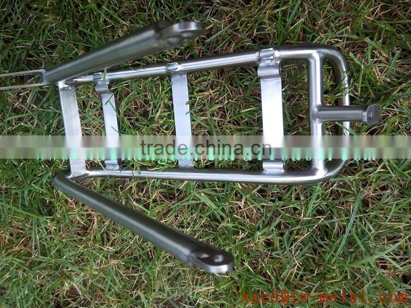 titanium bicycle front rack with handing brush finished