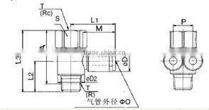 One-touch Pneumatic Fitting Branch Universal Female Elbow KQ2ZF