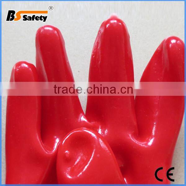 BSSAFETY oil resistant red pvc gloves from gaomi china